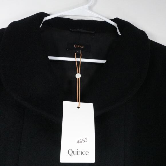New Quince Women's Mod Italian Wool Cocoon Coat Preppy Black $170 Large 4653 - Picture 5 of 11